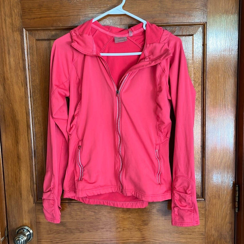 Athleta Half Mile Pink Athletic Full Zip with Hood Size Small
